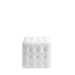 Pouf Chesterfield blanc 44 x 44 cm H 42 cm