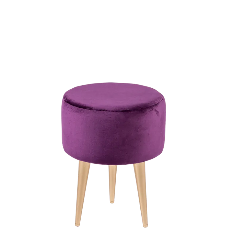 Pouf Juliette velours aubergine Ø 35 cm H 44 cm