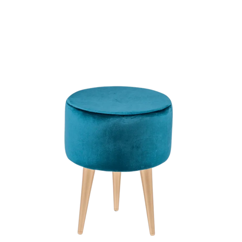 Pouf Juliette velours bleu vert Ø 35 cm H 44 cm