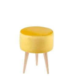 Pouf Juliette velours jaune moutarde Ø 35 cm H 44 cm