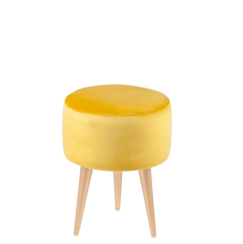 Pouf Juliette velours jaune moutarde Ø 35 cm H 44 cm