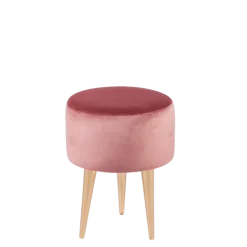 Pouf Juliette velours vieux rose Ø 35 cm H 44 cm