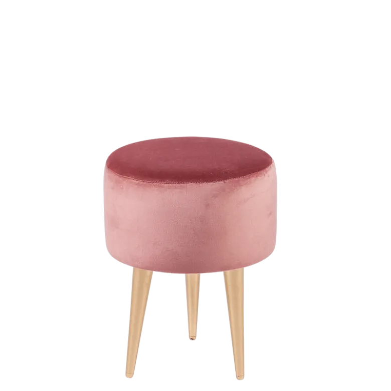 Pouf Juliette velours vieux rose Ø 35 cm H 44 cm