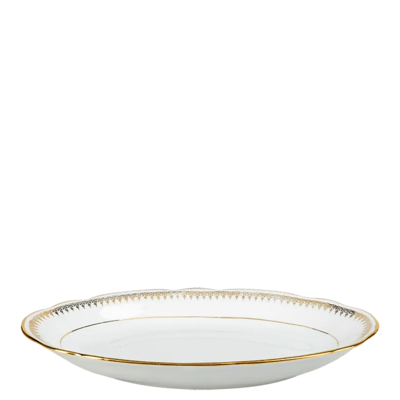 Ravier Vintage blanc et doré 21-24 cm x 14-16 cm