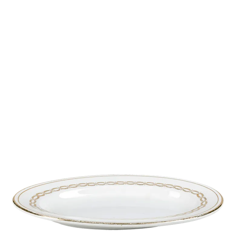 Ravier Vintage blanc et doré 21-24 cm x 14-16 cm