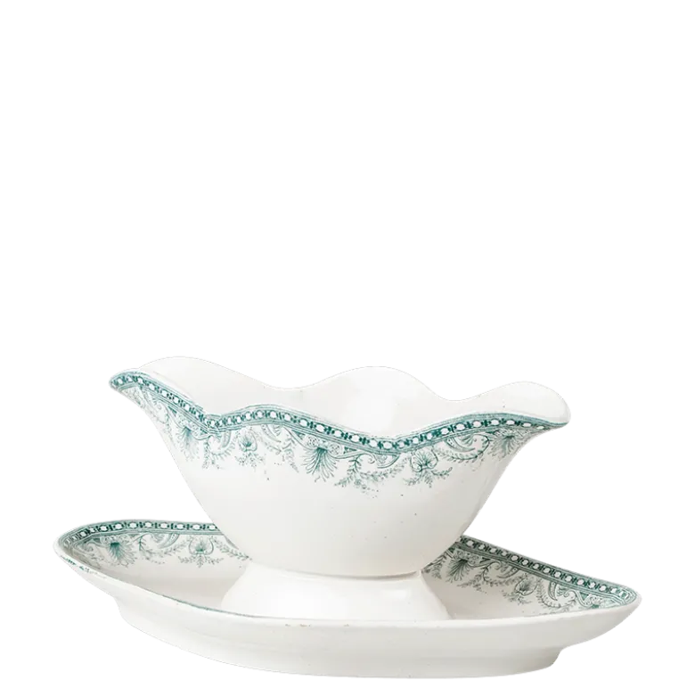 Saucière Vintage bleu vert 13-20 cm x 9-14 cm H 6-8 cm