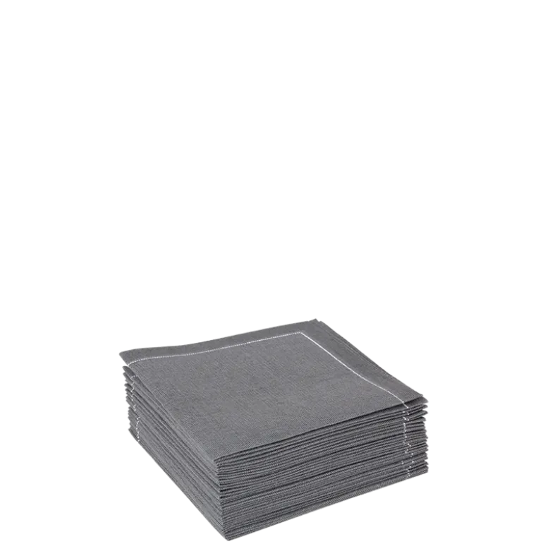 Serviettes cocktail tissu anthracite 20 x 20 cm (par 30)