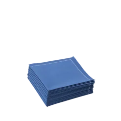 Serviettes cocktail tissu bleu classique 20 x 20 cm (par 30)