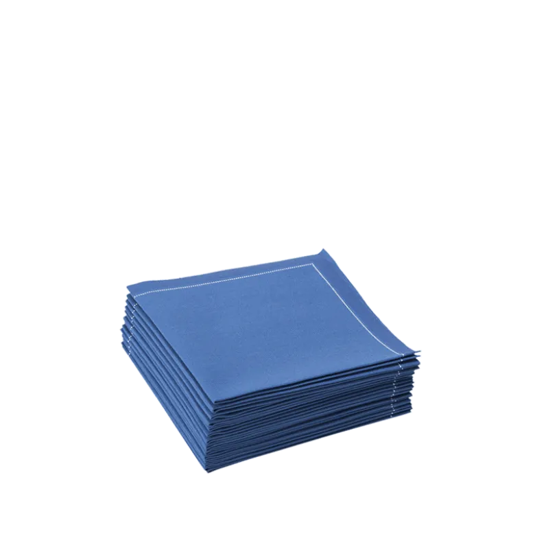 Serviettes cocktail tissu bleu classique 20 x 20 cm (par 30)