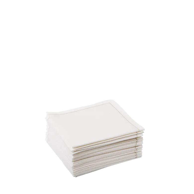 Serviettes cocktail tissu blanc 20 x 20 cm (par 30)