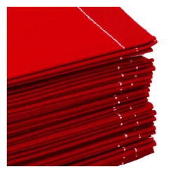 Serviettes cocktail tissu rouge 20 x 20 cm (par 30)