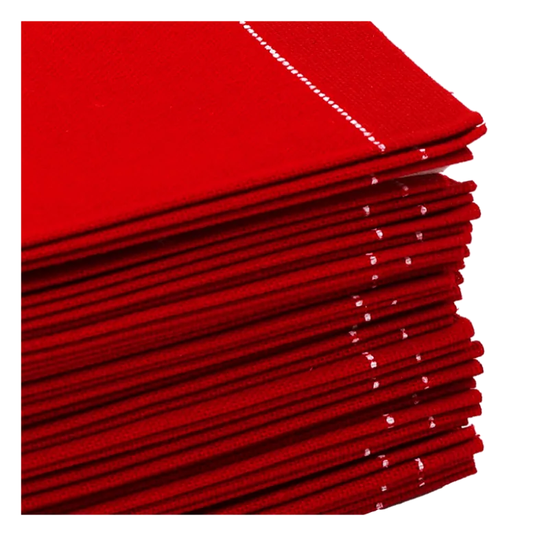Serviettes cocktail tissu rouge 20 x 20 cm (par 30)