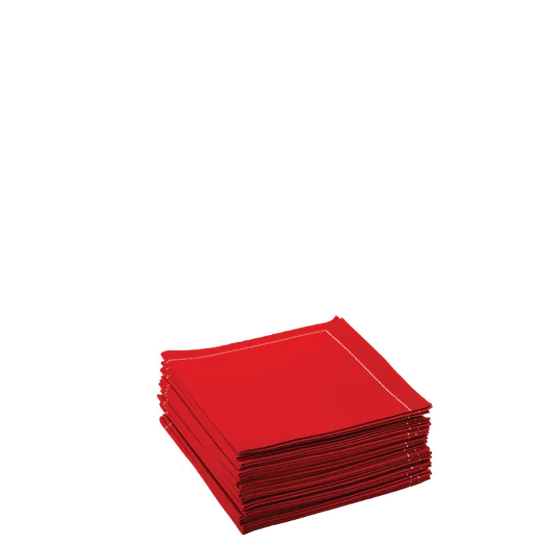 Serviettes cocktail tissu rouge 20 x 20 cm (par 30)