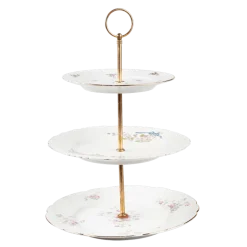 Serviteur Vintage 3 étages fleuri Ø 23-25 cm H 30-35 cm