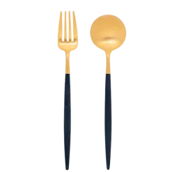 Set de couverts de service Cutipol bleu et or
