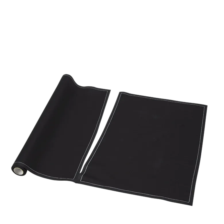 Sets de table/serviettes tissu noir 48 x 32 cm en rouleau (12)