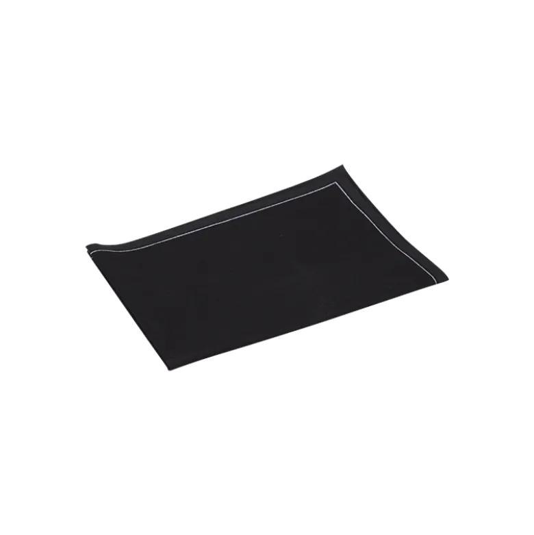 Sets de table/serviettes tissu noir 48 x 32 cm en rouleau (12)