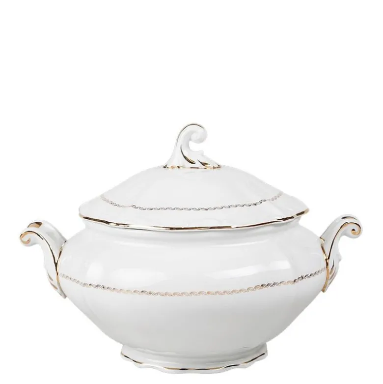 Soupière Vintage blanche et dorée Ø 23-27 cm 2-3 L