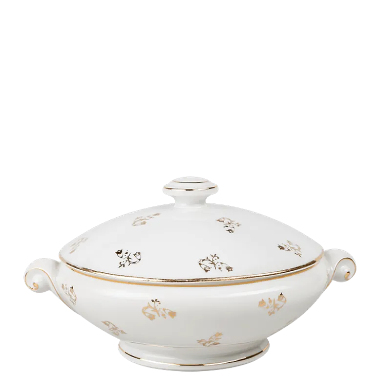 Soupière Vintage blanche et dorée Ø 23-27 cm 2-3 L