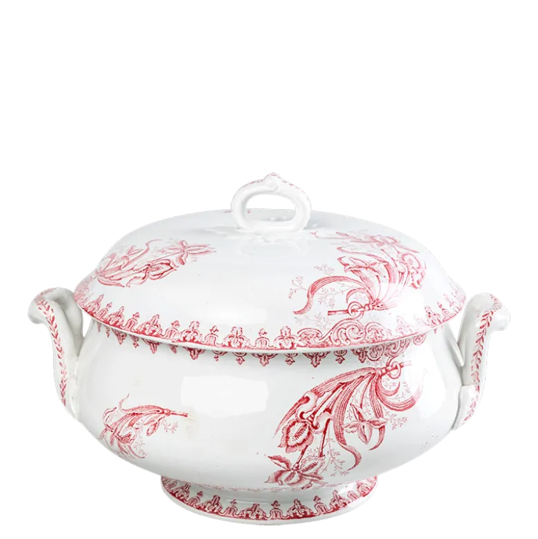 Soupière Vintage rouge rose Ø 23-27 cm 2-3 L