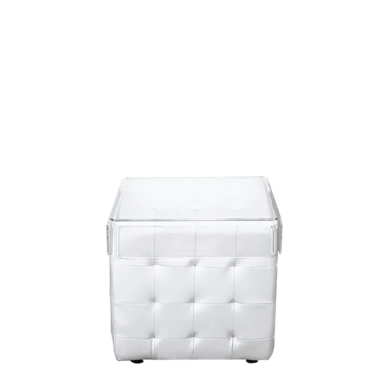 Table basse Chesterfield blanche 44 x 44 cm H 42 cm