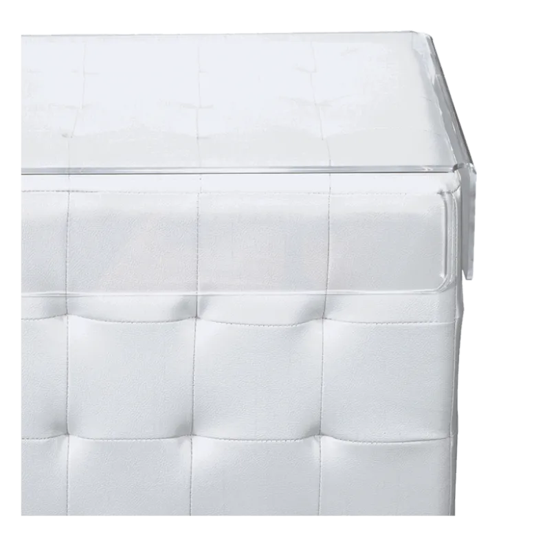 Table basse Chesterfield blanche 44 x 44 cm H 42 cm