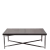 Table basse croisée acier plateau noir 64 x 101 cm H 35 cm