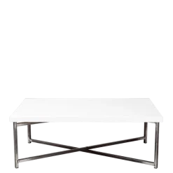 Table basse croisée acier plateau blanc 64 x 101 cm H 35 cm