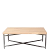 Table basse croisée acier plateau bois 64 x 101 cm H 35 cm