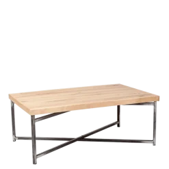 Table basse croisée acier plateau bois 64 x 101 cm H 35 cm