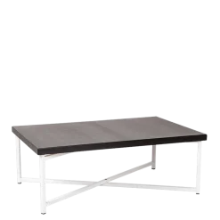 Table basse croisée blanche plateau noir 64 x 101 cm H 35 cm