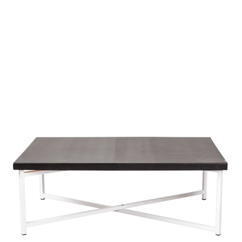 Table basse croisée blanche plateau noir 64 x 101 cm H 35 cm