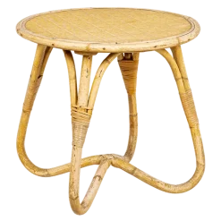Table basse en rotin vintage H 40-50 cm