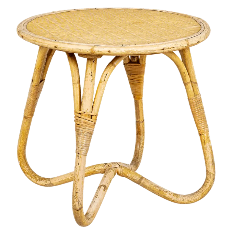 Table basse en rotin vintage H 40-50 cm