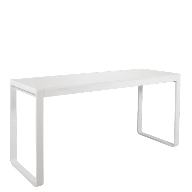 Table haute blanche plateau blanc 80 x 230 cm H 110 cm