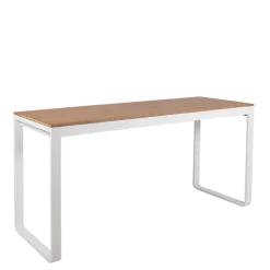 Table haute blanche plateau nature 80 x 230 cm H 110 cm