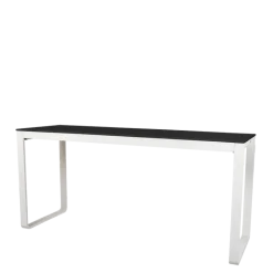 Table haute blanche plateau noir 80 x 230 cm H 110 cm