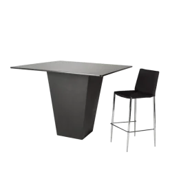 Table haute H 112 cm Cône noir plateau noir 140 x 140 cm
