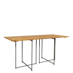 Table haute Nature pieds croisés acier