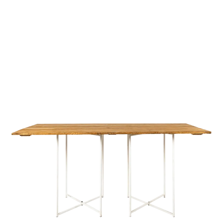 Table haute Nature pieds croisés blancs
