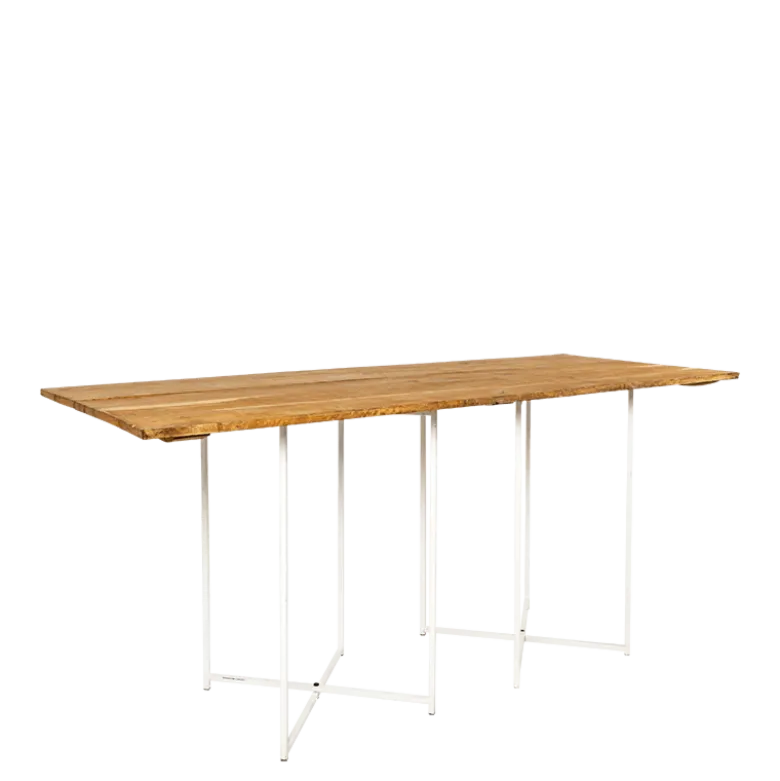 Table haute Nature pieds croisés blancs