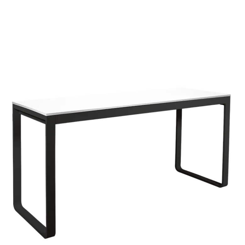 Table haute noire plateau blanc 80 x 230 cm H 110 cm