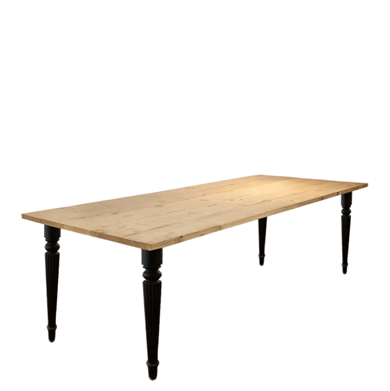 Table Nature en chêne avec pieds noirs 100 x 240 cm H 73 cm