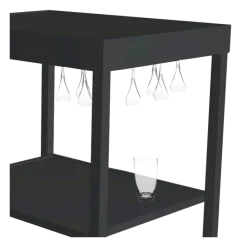 Table roulante cocktail noire 60 x 90 cm H 95 cm