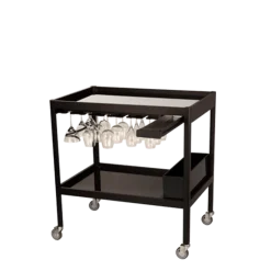 Table roulante cocktail noire 60 x 90 cm H 95 cm