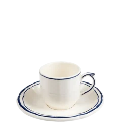 Tasse et sous-tasse à café Gien bleue 8,5 cl