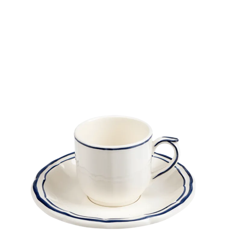 Tasse et sous-tasse à café Gien bleue 8,5 cl