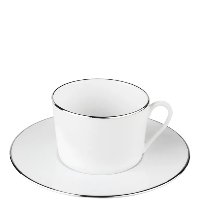 Tasse et sous-tasse à thé Plane filet Argent 22 cl