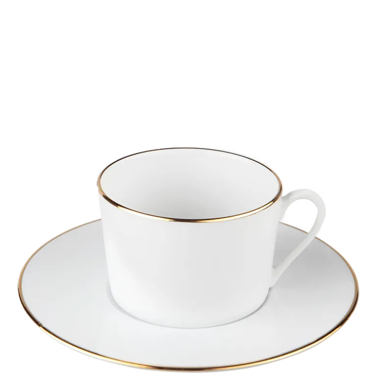 Tasse et sous-tasse à thé Plane Filet Or 22 cl